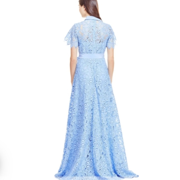 Lela Rose Lace Flutter Sleeve Collared Dress - Picture 2 of 15